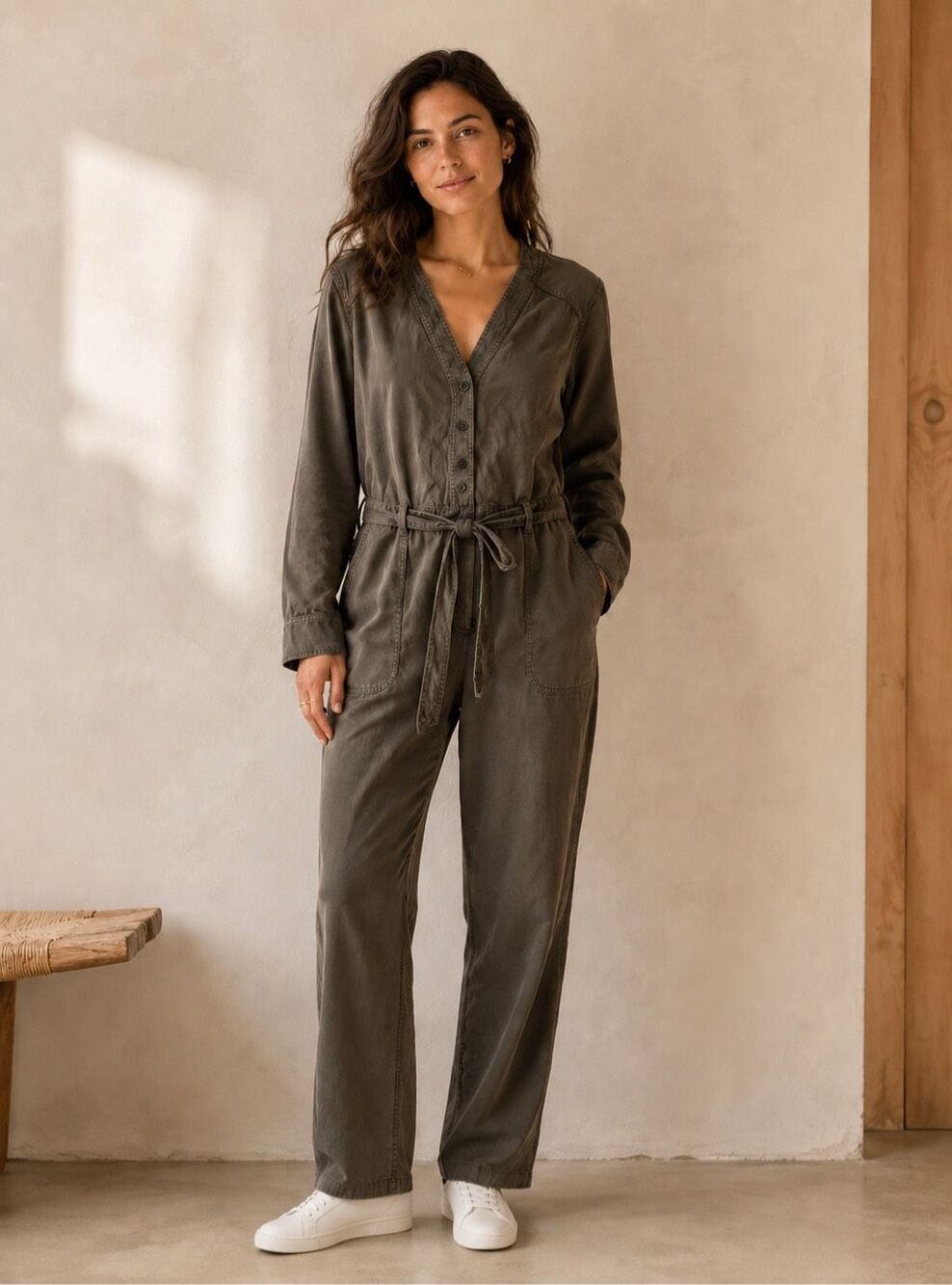 NWOT Xirena Wylder Twill Utility Jumpsuit Olive Green Relaxed Boiler Suit, Med $